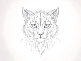 Obraz premium Detailed Bobcat Portrait Sketch with Focused Eyes and Intricate Fur