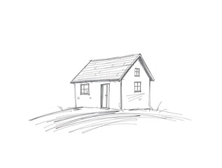 Simple House Sketch Isolated on White Background for Architectural Designs