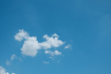 A simple, minimalistic scene of a lone white cloud floating in a vast blue sky, creating a clean and serene atmosphere