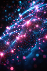 Obraz premium vibrant digital network with glowing nodes and connections, showcasing data streams and energy flow