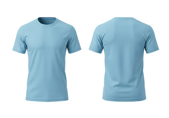 Iceberg color t-shirt with round neckline front and back view, isolated on white background. Ready for your mock up design template.