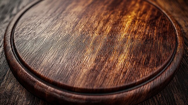 Rustic wooden pizza board on table, close-up