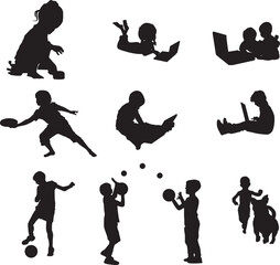 Children play svg,Child Svg Bundle,  Child Silhouette,  Kids Clipart, Child Clipart, Kids Silhouette, Playing Children