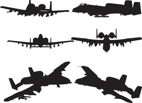 A-10 Aircraft Svg, A-10 Thunderbolt Warthog silhouette , A10 USAF , Aircraft Silhouette Bundle, F10 Military Aircraft, 