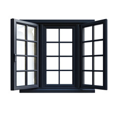 Fototapeta premium Black Window Frames Mockup on transparent background.