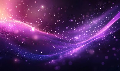 Fototapeta premium Vibrant Digital Purple Particle Wave with Shining Dots and Stars in Abstract Night Sky Background Concept for Technology, Science, and Futuristic