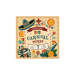 Carnival ticket on a white background