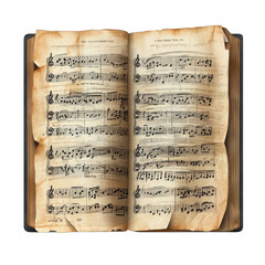 Classical music sheet book isolated on transparent background