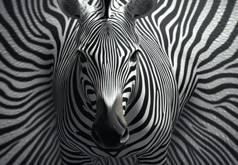 Fototapeta premium A modern abstract background with soft bend zebra pattern striped line art in black and white monochrome