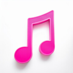 Vibrant pink 3D music note icon isolated on white backdrop. Music notation. Perfect for application