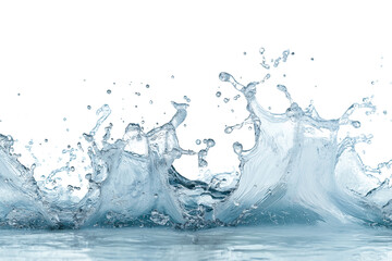 Ocean sea blue waves crashing isolated on transparent white background