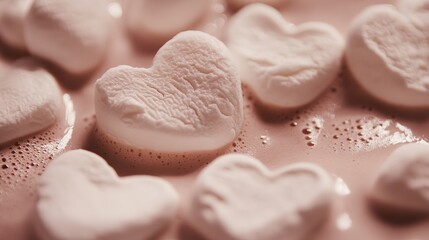  Sweet Indulgence: A Close-Up of Heart-Shaped Marshmallows Floating in Rich Hot Chocolate