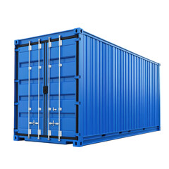 Blue Cargo Container Mockup on transparent background.