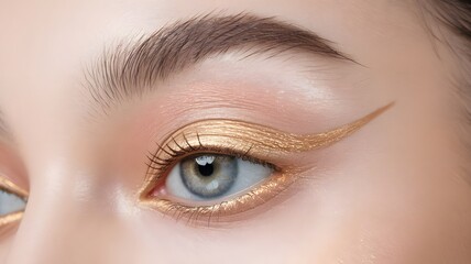Obraz premium A human eye with a minimal yet luxurious golden liner look......makeup idea , version first..