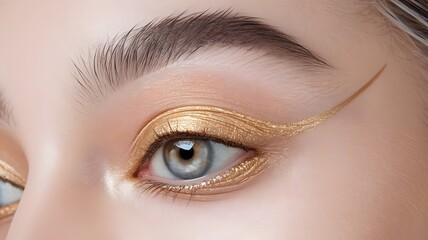 Obraz premium A human eye with a minimal yet luxurious golden liner look......makeup idea , version four..