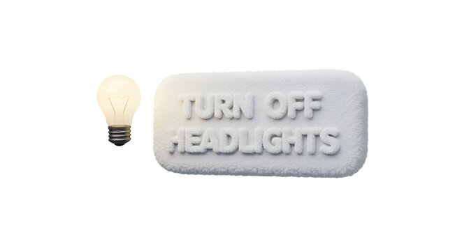 Turn Off Headlights Reminder with Lightbulb Symbol on White Background
