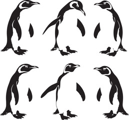 Naklejka premium penguin silhouettes vector