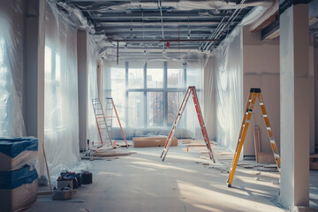 Room undergoing renovations and construction.