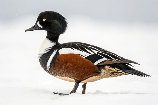 black headed wild duck isolated on white background