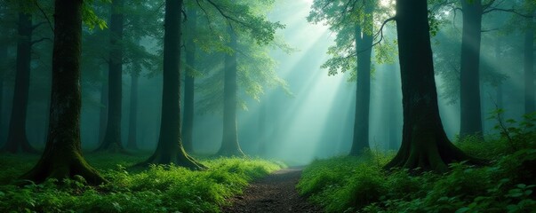 Obraz premium Dense foliage of Polylepis quadrijuga trees in misty forest atmosphere, flora, nature, forest