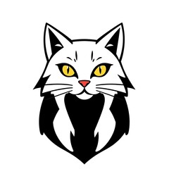 Obraz premium Adorable Cat Mascot Logo with a Playful Expression on a Clean White PNG Background