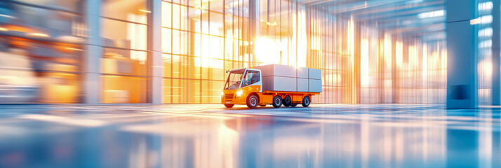 Cargo transport: A swift motion of delivery truck with boxes