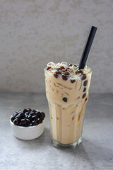 A cup of  Bubble milk tea  with bubbles