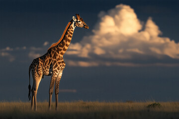 Obraz premium Giraffe in the African Savanna at Dusk
