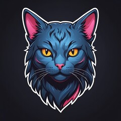 Fototapeta premium Adorable Cat Mascot Logo with a Playful Expression on a Clean White PNG Background