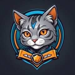 Obraz premium Adorable Cat Mascot Logo with a Playful Expression on a Clean White PNG Background