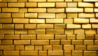 Obraz premium Golden Brick Wall Texture