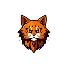 Obraz premium Adorable Cat Mascot Logo with a Playful Expression on a Clean White PNG Background