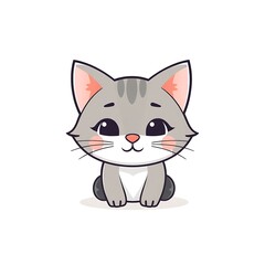 Obraz premium Adorable Cat Mascot Logo with a Playful Expression on a Clean White PNG Background