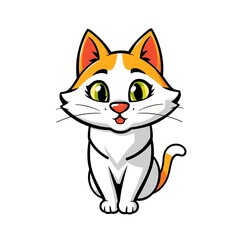 Obraz premium Adorable Cat Mascot Logo with a Playful Expression on a Clean White PNG Background
