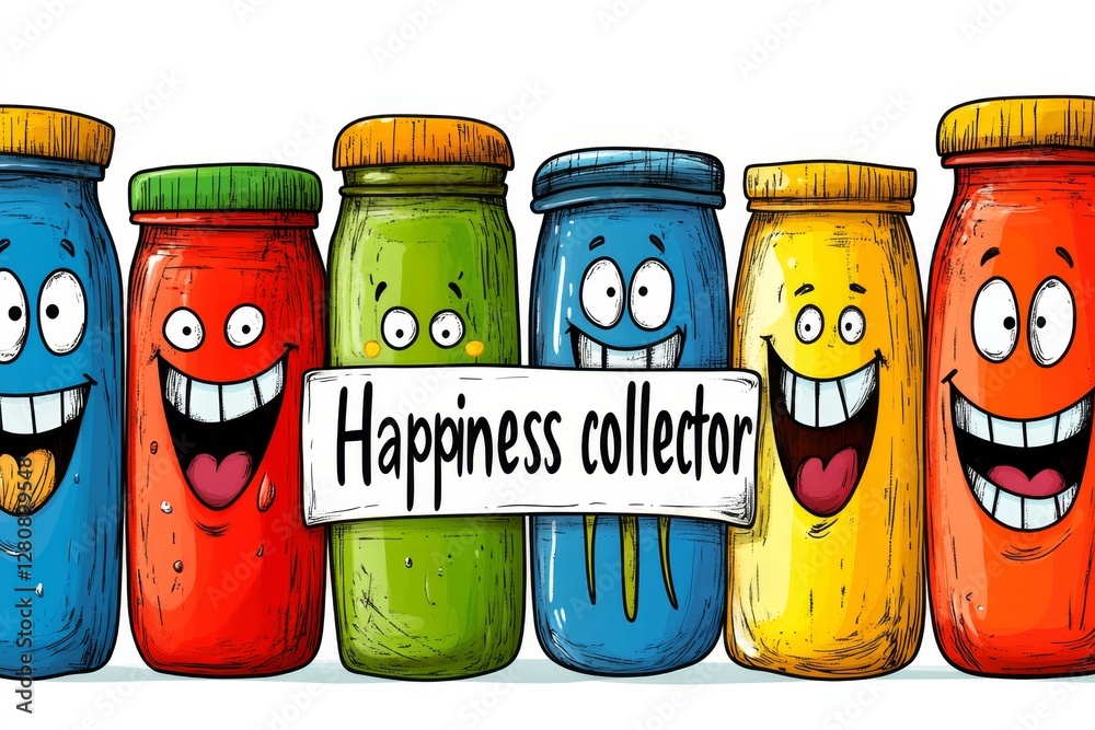 Aufkleber colorful happy faces in the jar with 
