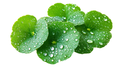 Vibrant green water lilies, fresh aquatic plants with circular leaves, ideal for nature themes and serene backgrounds. Isolated on white background or PNG