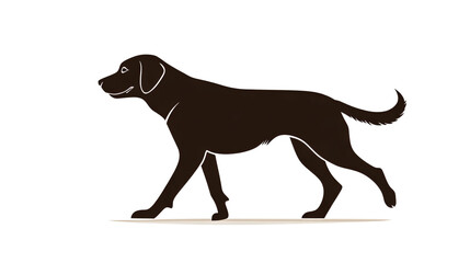 Obraz premium Silhouette of a Dog walking, vector illustration, flat icon design on a white background.
