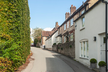 Amberley, narrow streets, Sussex, England. Cottage houses.