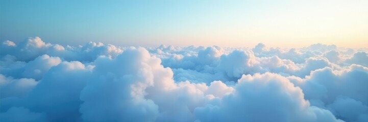 Fototapeta premium Softly descending clouds veil the blue expanse, soft, atmosphere, sky