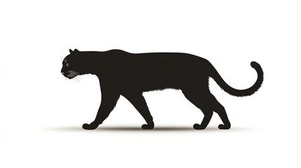 Obraz premium Silhouette of a panther walking, flat icon design on a white background
