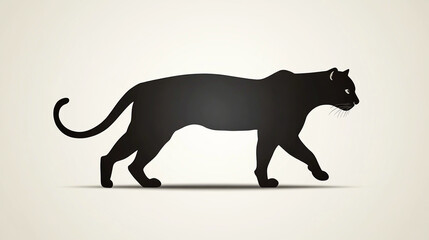Obraz premium Silhouette of a panther walking, flat icon design on a white background