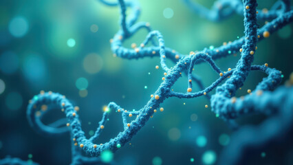 Image of a DNA double helix with a blue glow highlighting semaglutide sequence.