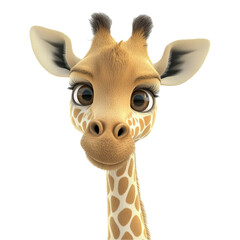 Obraz premium Cute Cartoon Giraffe with Big Eyes and Friendly Smile