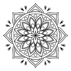 Intricate Mandala Art: Detailed Floral Design, Circular Pattern, Black and White Coloring Page, Meditative Art Therapy, Stress Relief