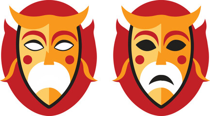 isolated theater mask Vector,theater mask Silhouette, theater mask icon set, black theater mask symbol for you,color  Vector illustration, Vector Graphic, EPS 10 