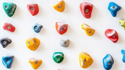 Textured Climbing Wall with Colorful Holds for Fitness and Adventure Training