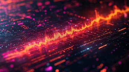 Abstract visualization of a digital sound wave with vibrant colors and intricate patterns