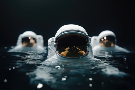 Astronauts emerge from water, reflecting determination and teamw