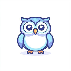 Obraz premium Cute Cartoon Owl Icon Illustration with Clean Vector Lines Design