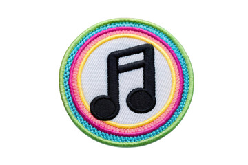 Colorful embroidered patch featuring a musical note design for creative projects